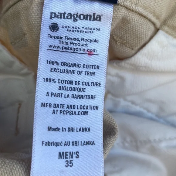 Men’s Patagonia Organic Cotton Khaki’s Size 35 - Picture 9 of 10